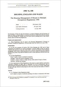 The Housing (Management of Houses in Multiple Occupation) Regulations 1990 (Statutory instruments: 1990)