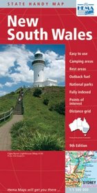 State Handy Map, New South Wales: Easy to Use, Camping Areas, Rest Areas, Outback Fuel, National Parks, Fully Indexed, Points of Interest, Distance Gr