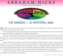 Abraham-Hicks G-Series Cd's - G-Series Winter, 2002 Savor The Moment!
