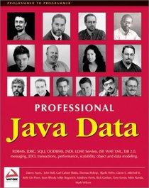 Professional Java Data: RDBMS, JDBC, SQLJ, OODBMS, JNDI, LDAP, Servlets, JSP, WAP, XML, EJBs, CMP2.0, JDO, Transactions, Performance, Scalability, Object and Data Modeling