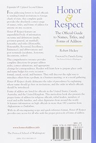 Honor & Respect: The Official Guide to Names, Titles, and Forms of Address