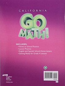 Houghton Mifflin Harcourt Go Math! California: Practice Workbook Grade 3