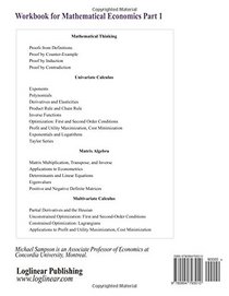 Workbook for Mathematical Economics Part 1