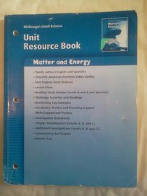 McDougal Littell Science Unit Assesssment Book Matter and Energy. (Paperback)