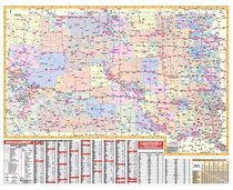 South Dakota State Wall Map - 63x51 - Laminated on Roller