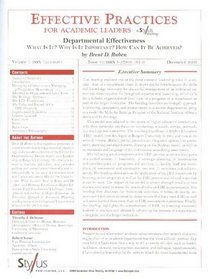 Effective Practices for Academic Leaders: Departmental Effectiveness (Effective Practices for Academic Leaders Archive)