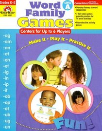 Word Family Games: Centers for Up to 6 Players, Level A, Grades K-2