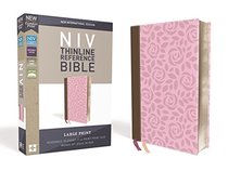 NIV, Thinline Reference Bible, Large Print, Leathersoft, Pink/Brown, Red Letter Edition, Comfort Print