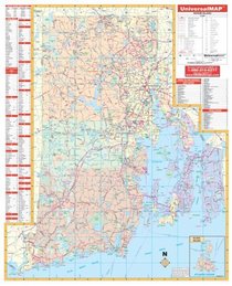 Rhode Island State Wall Map - 46x56 - Laminated on Roller