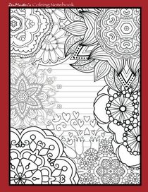 Coloring Notebook (red): Therapeutic notebook for writing, journaling, and note-taking with designs for inner peace, calm, and focus (100 pages, ... and stress-relief while writing.) (Volume 3)