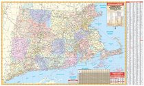 CT/RI/MA Tri State Wall Map - 66x42- Laminated on Roller