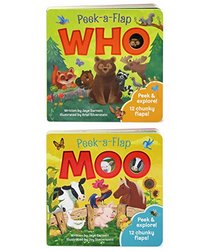 2 Pack: Moo and Who Peek-a-Flap books