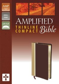 Amplified Thinline Bible, Compact, Imitation Leather, Tan/Burgundy