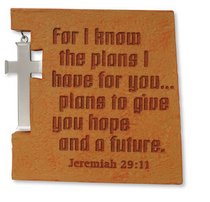For I Know the Plans Plaque with Cross Ornament