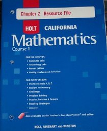 Course 1 Chapter 2 Resource File (HOLT CALIFORNIA Mathematics)