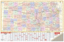 Kansas Wall Map - 61x42-Laminated on Roller