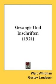 Gesange Und Inschriften (1921) (German Edition)