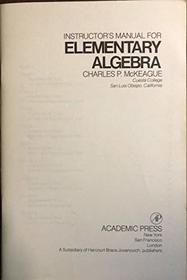 Algebra: Instructor's Manual
