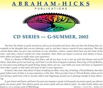 Abraham-Hicks G-Series Cd's - G-Series Summer, 2002 Creative Control is Yours