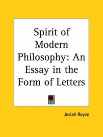 Spirit of Modern Philosophy: An Essay in the Form of Letters
