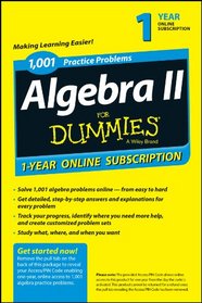 1,001 Algebra II Practice Problems For Dummies Access Code Card (1-Year Subscription)