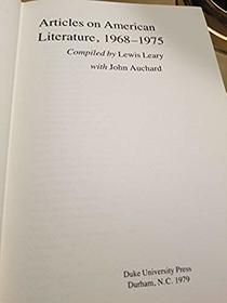 Articles on American Literature, 1968-1975