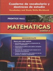 Prentice Hall Mathematics Curso 3 Cuaderno de vocabulario y destrezas de estudio. (Paperback)