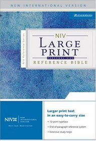 NIV Large Print Reference Bible, Personal Size, Thumb Indexed (Navy Bonded Leather)