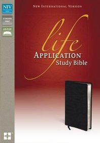 NIV, Life Application Study Bible, Genuine Leather, Black, Red Letter Edition