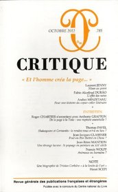 Critique, N° 785, Octobre 2012 : Et l'homme créa la page...