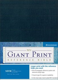 NIV Holy Bible Giant Print Reference Edition, Navy Leather-Look