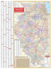 Illinoise Wall Map - 50x67 - Laminated on Roller
