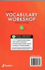 Vocabulary Workshop Enriched Edition @2012 Level H (Grade 12+) TEACHER'S EDITION