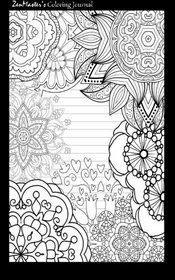 Coloring Journal (black): Therapeutic journal for writing, journaling, and note-taking with coloring designs for inner peace, calm, and focus (100 ... and stress-relief while writing.) (Volume 11)