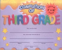 Completion of Third Grade Fit-in-a-Frame Award (Award Certificates)