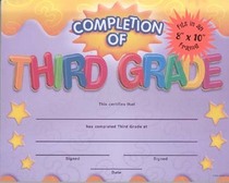 Completion of Third Grade Fit-in-a-Frame Award (Award Certificates)