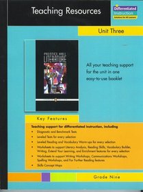 Prentice Hall Literature, Penguin Edition, Teaching Resources, Unit 3, Types of Nonfiction, Grade Nine (Diagnostic, Benchmark Tests; Leveled Tests; Leveled reading and vocabulary warmups; worksheets for, literary analysis, reading skills, vocabulary build
