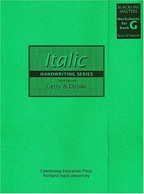 Getty-Dubay Italic Handwriting Series Blackline Masters Worksheets for Book G