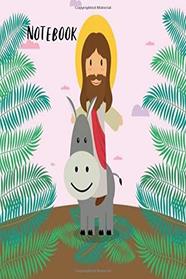 Notebook: Cute Jesus Donkey Sermon Christian Lord Book Notepad Notebook Composition and Journal Gratitude Dot Diary