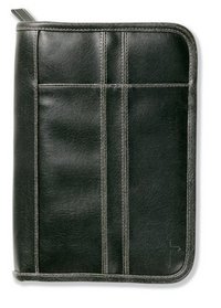 Distressed Leather-Look Black with Stitching Accent Med