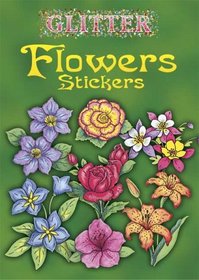 Glitter Flowers Blossoms Bloom Sticker Set - 12 Stickers