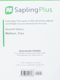 SaplingPlus for Lehninger Principles of Biochemistry (Six-Month Access)