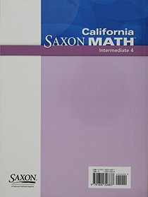 SAXON MATH Intermediate 4 California Written Practice Workbook