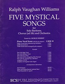 Five Mystical Songs for Solo Baritone, Chorus (ad lib) and Orchestra. Piano Vocal Score (Reduction By Composer)