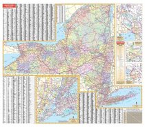 New York State Wall Map - 60x52 - Laminated on Roller