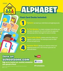School Zone - Alphabet Flash Cards 4-Pack - Ages 3 and Up, Lowercase and Uppercase Letters, Letter-Picture Recognition, Beginning Sounds, and More (Flash Card 4-pk)