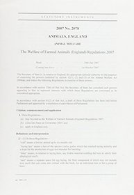 The Welfare of Farmed Animals (England) Regulations 2007: Statutory Instruments 2078 2007