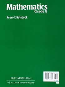 Holt McDougal Mathematics: Know-It Notebook Grade 8