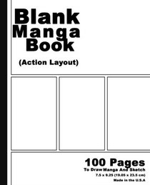 Blank Manga Book: White Cover,7.5 x 9.25, 100 Pages, Manga Action Pages,For drawing your own comics, idea and design sketchbook,for artists of all levels