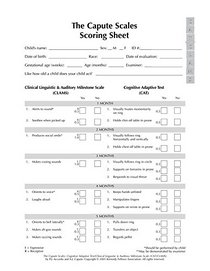Capute Scale Scoring Sheets (20): Package of 20 Sheets